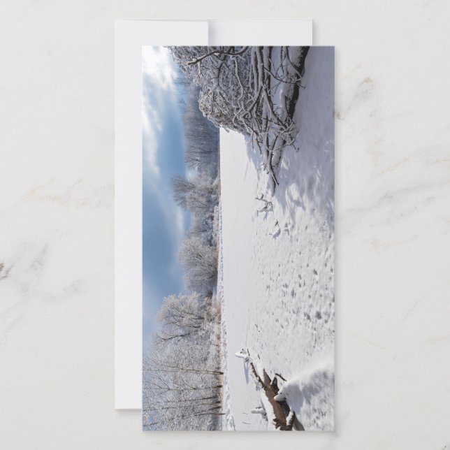 escenografía de invierno a lo largo del estanque y (Anverso)