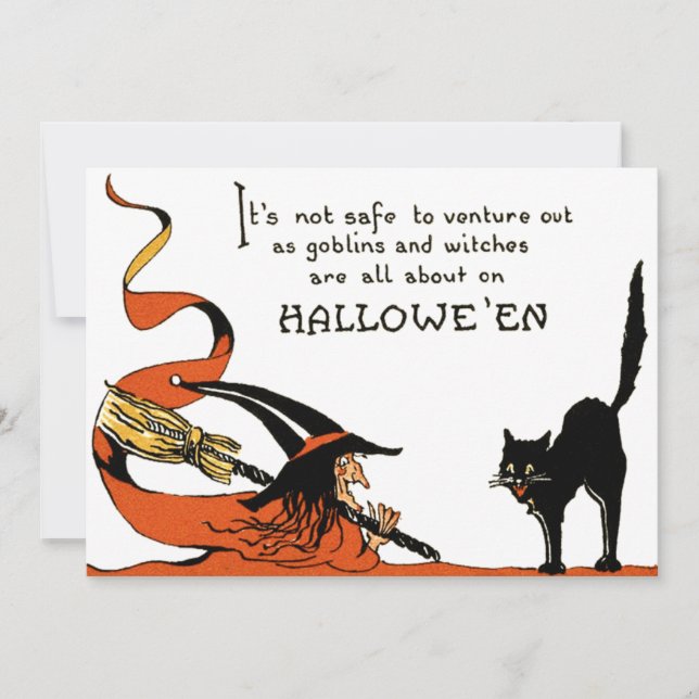 Escoba de Bruja Gato Negro (Anverso)