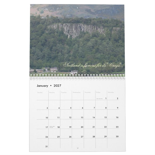 Escocia calendario de 16 meses (Jan 2027)
