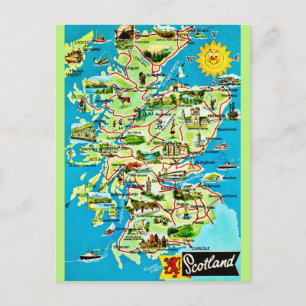 Escocia Ilustrada Tarjeta Postal Antigua