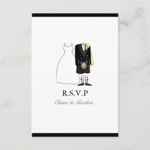 Escocia Kilt Bride & Groom Wedding RSVP - amarillo
