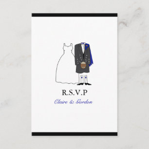 Escocia Kilt Bride & Groom Wedding RSVP - azul