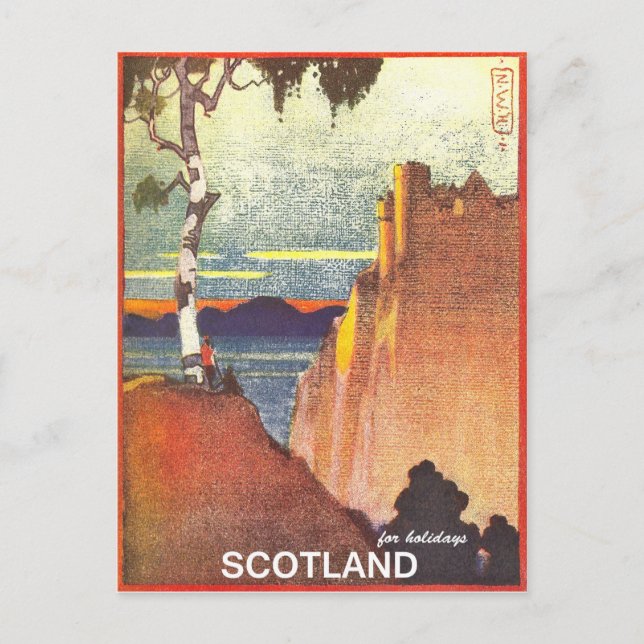Escocia para vacaciones, tarjeta postal de viaje v (Anverso)