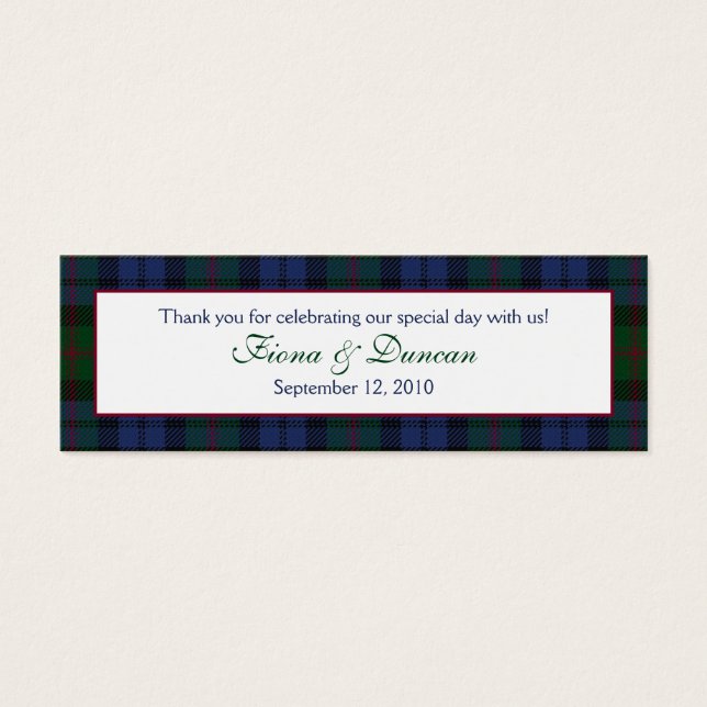 Escocia Plaid Baird Tartan Wedding Favor Etiqueta (Frente)