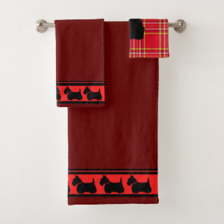 Escocia Terrier/collar rojo/plante rojo/frontera