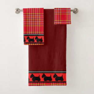 Escocia Terrier/collar rojo/plante rojo/frontera