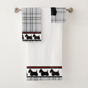 Escocia Terrier/collar rojo/plante rojo/frontera