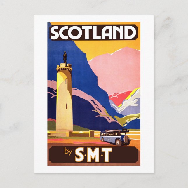 Escocia vintage por postal de viaje SMT (Anverso)