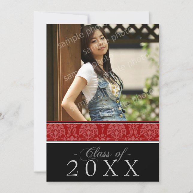 Escoja SU invitación de la graduación del damasco (Anverso)