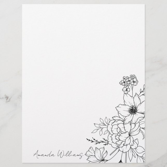 Escribir cartas sofisticadas con membrete floral (Anverso)