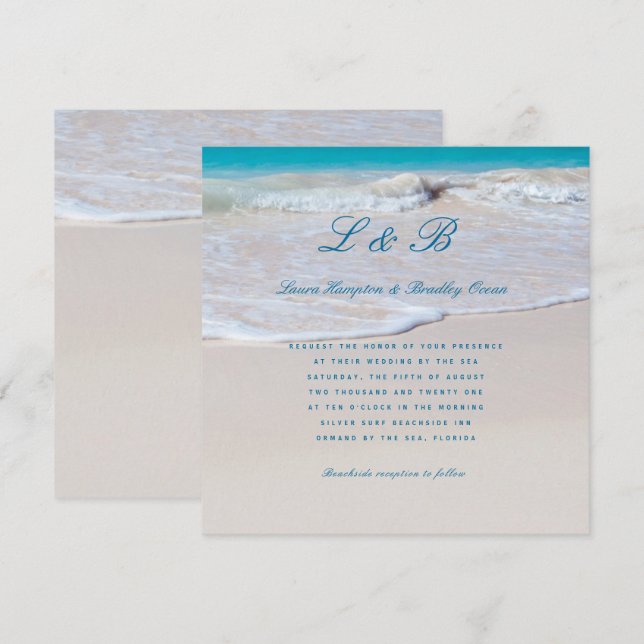 Escrito en la invitación a la boda de arena tropic (Anverso / Reverso)