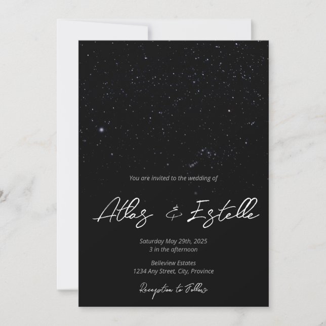 Escrito en la invitación a la boda de las estrella (Anverso)