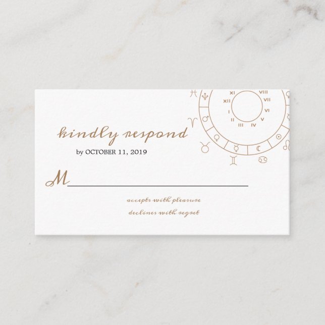 Escrito en la tarjeta RSVP de la boda de las estre (Anverso)