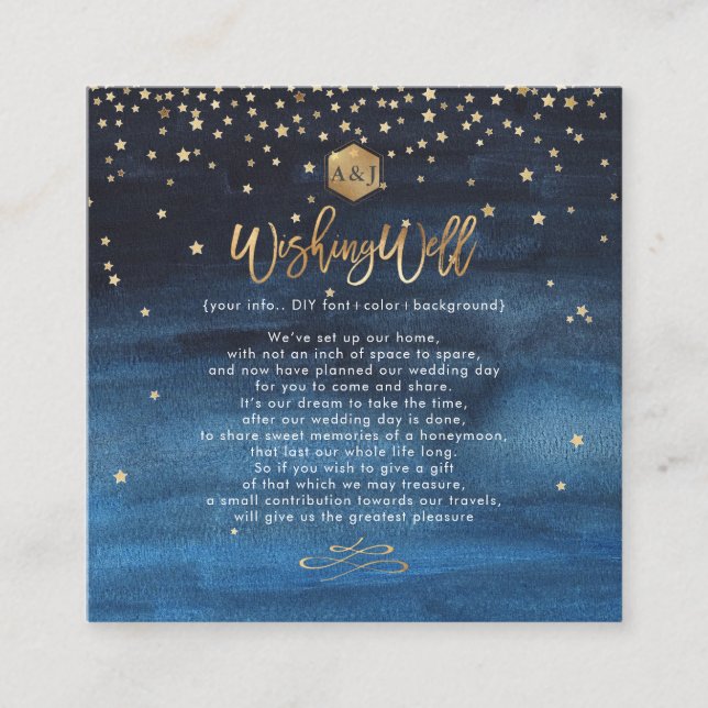 Escrito en las tarjetas Stars Gold Wishing Well (Anverso)