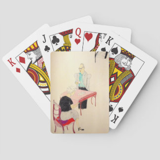 Escritor ruso y sus naipes de la esposa