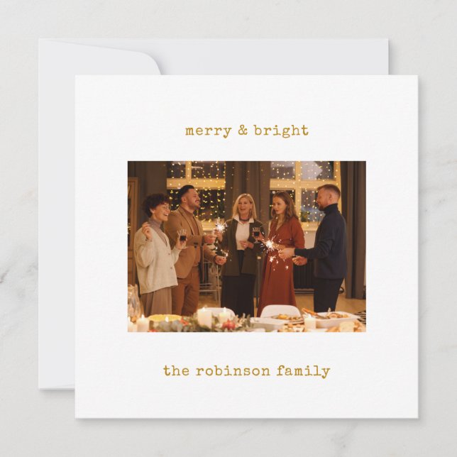 Escritora minimalista Feliz Navidad con foto (Anverso)