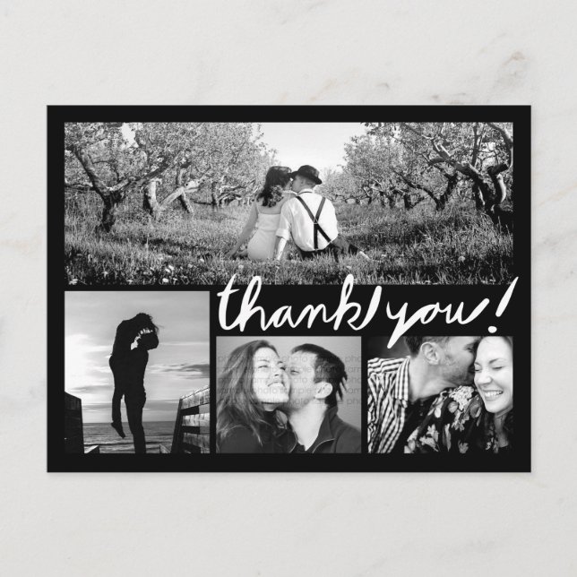 Escritura a mano 4 Collage de fotos Gracias Postal (Anverso)