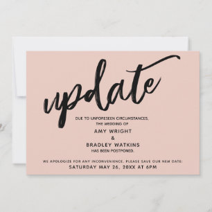 Escritura a mano Boda pospuesto Invitación Rubor