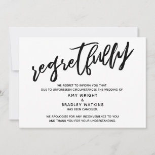 Escritura a mano Invitación Boda cancelada