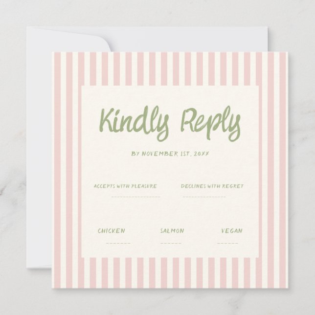 Escritura a mano Pastel Boda Retro Invitación Rsvp (Anverso)