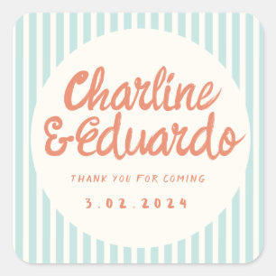 Escritura a mano RetroWedding Pegatina rectangular