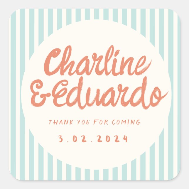 Escritura a mano RetroWedding Pegatina rectangular (Anverso)
