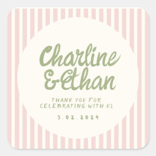 Escritura a mano RetroWedding Pegatina rectangular