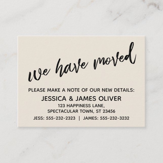 Escritura a mano simple hemos movido la tarjeta de (Anverso)