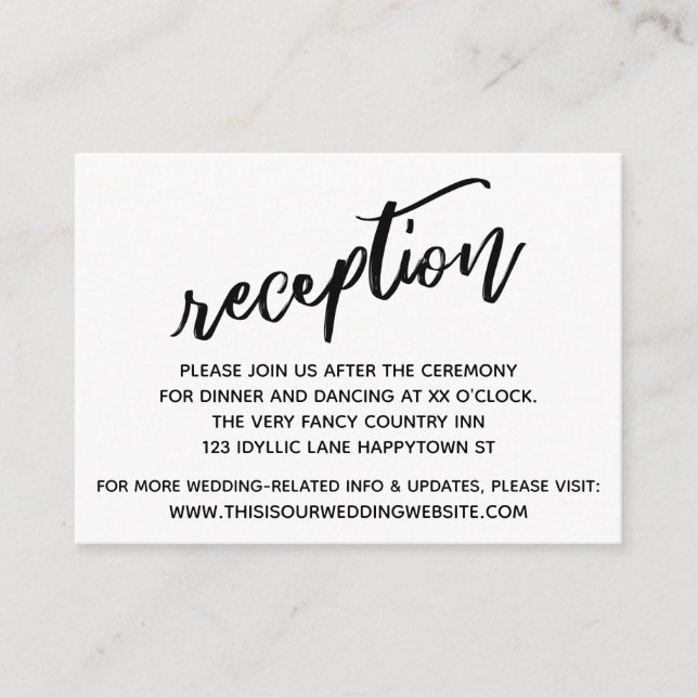 Escritura a mano simple Recepción de boda (Anverso)