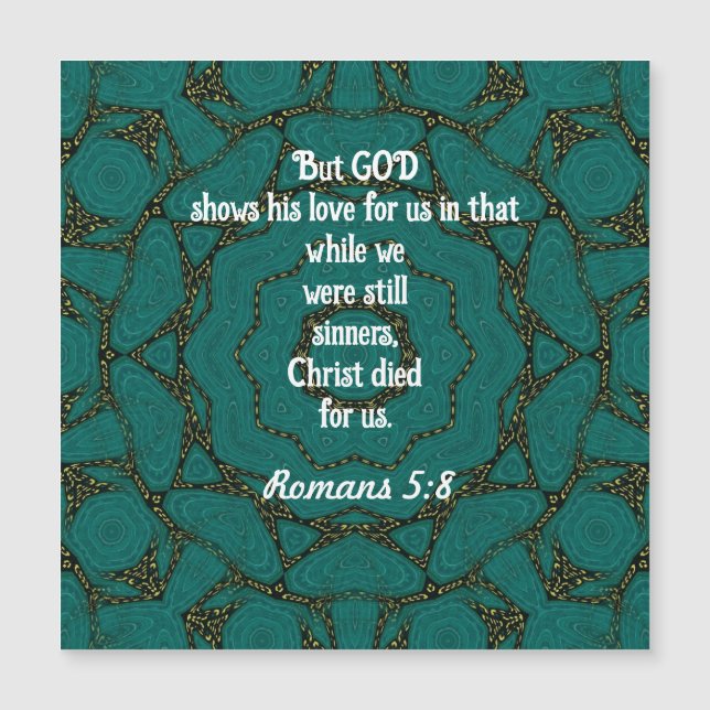Escritura de amor de Dios cita a los romanos 5:8 (Anverso)