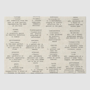 Escritura de diccionario Palabras papel antiguo