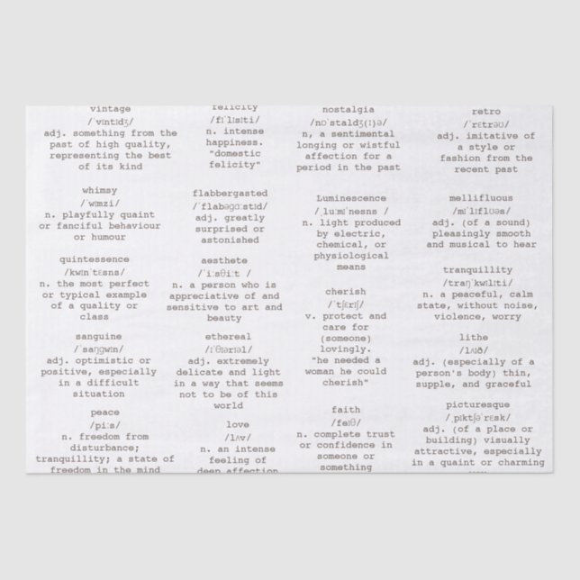 Escritura de diccionario Palabras papel antiguo (Anverso)