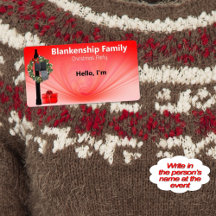 Escritura de navidades en la etiqueta de nombre de