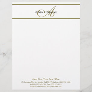 Escritura del oro del papel con membrete del