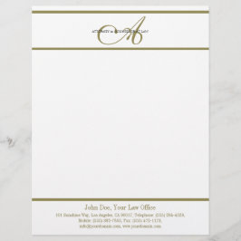 Escritura del oro del papel con membrete del