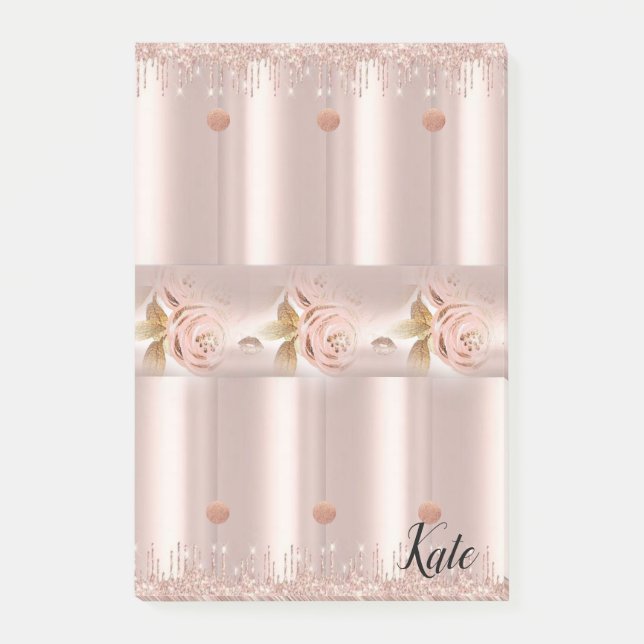 Escritura del Purpurina Rosa Rosa Rosado de Notas  (Anverso)