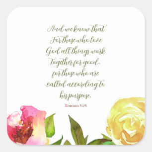 Escritura floral romanos 8:28 Pegatina