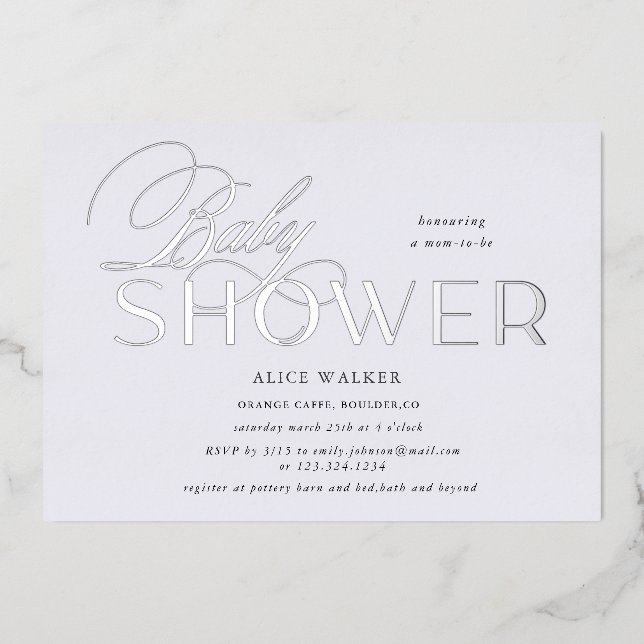 escritura moderna elegante invitación al Relieve m (Anverso)