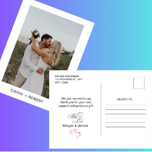 Escritura romántica Boda de corazón postal