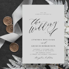 escritura simple invitación de boda en blanco y ne