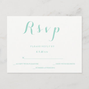 Escritura verde para la boda rsvp postales