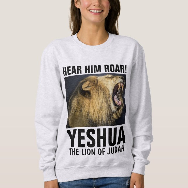 ¡ESCUCHARLE EL ROAR! YESHUA, LEÓN DE Camisetas JUD (Anverso)