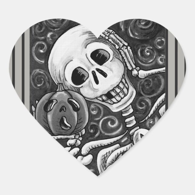ESCUCHE SU PUMPKIN, PEGATINA DE HALLOWEEN SKELETON (Anverso)
