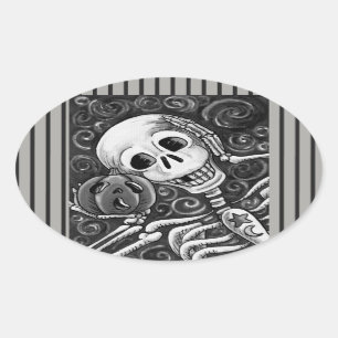 ESCUCHE SU PUMPKIN, PEGATINA DE HALLOWEEN SKELETON