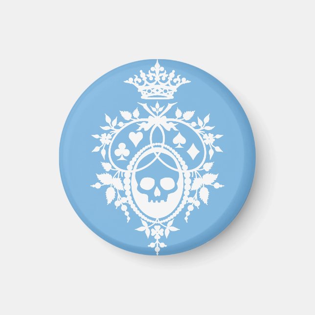 Escudo azul con imán Skull y Cardsuit (Frente)