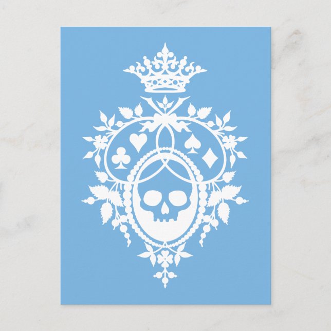 Escudo azul con tarjeta postal Skull and Cardsuit (Anverso)