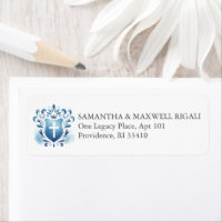 Escudo azul turbio de las etiquetas de dirección d