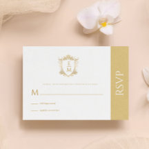 Escudo Boda dorado Personalizado Monograma Tarjeta