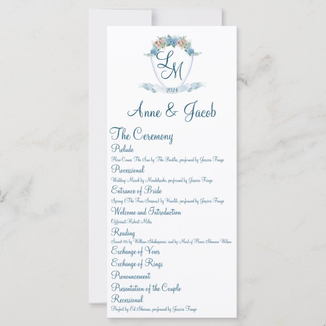 Escudo Boda personalizada con Hydrangeas (Anverso)