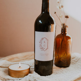 Escudo botánico Monograma Boda Etiqueta del vino